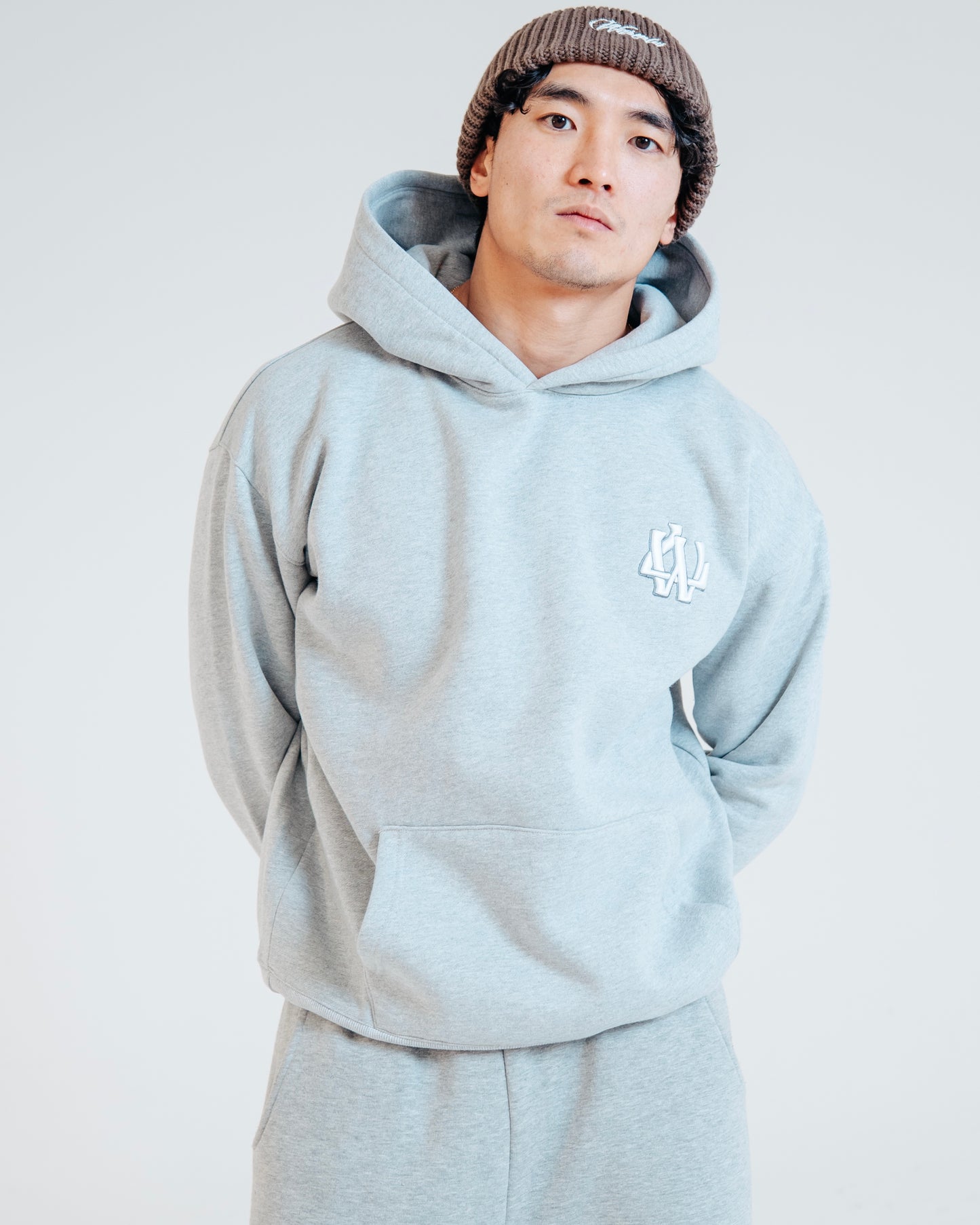 GREY MONOGRAM HOODIE