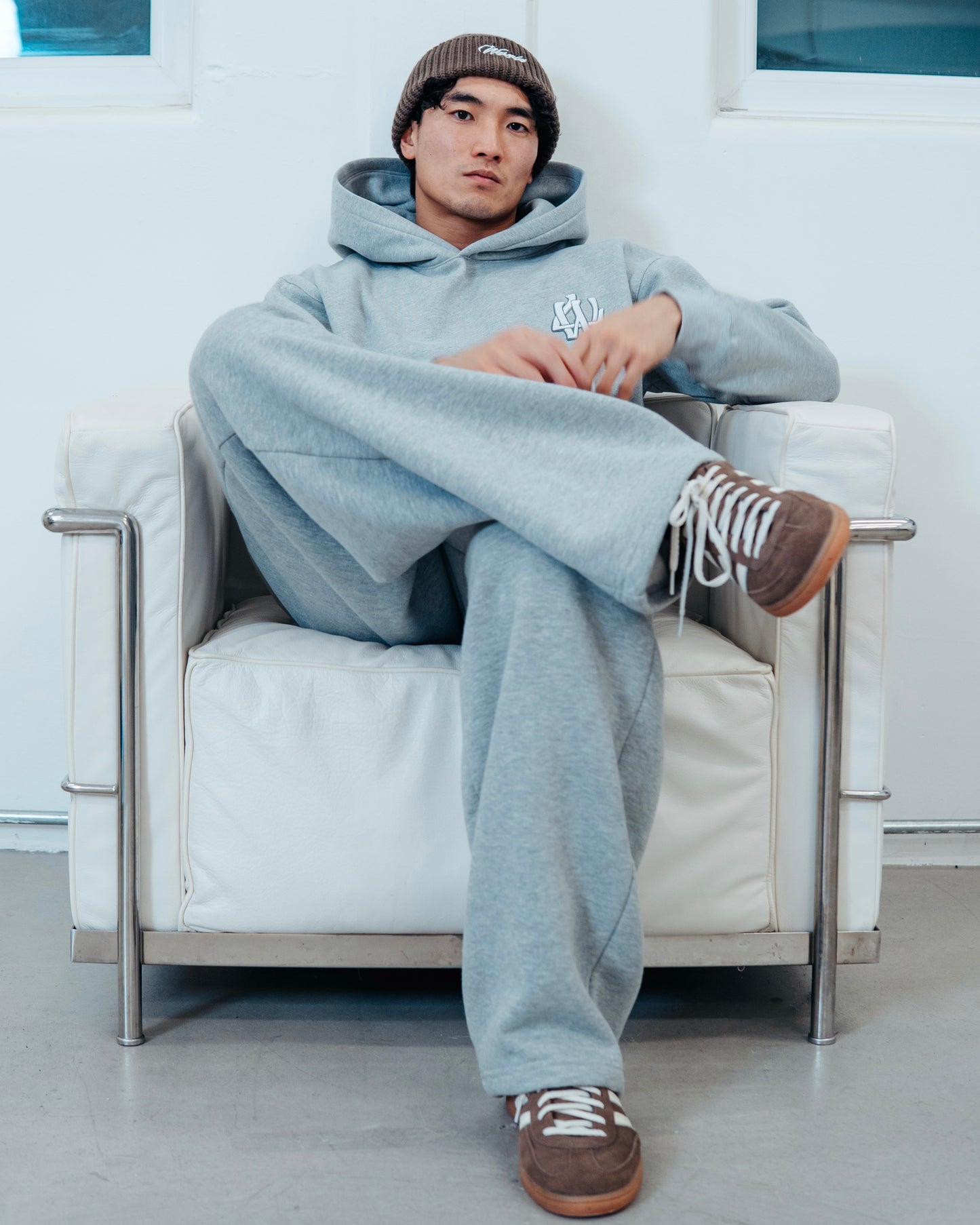 GREY MONOGRAM HOODIE