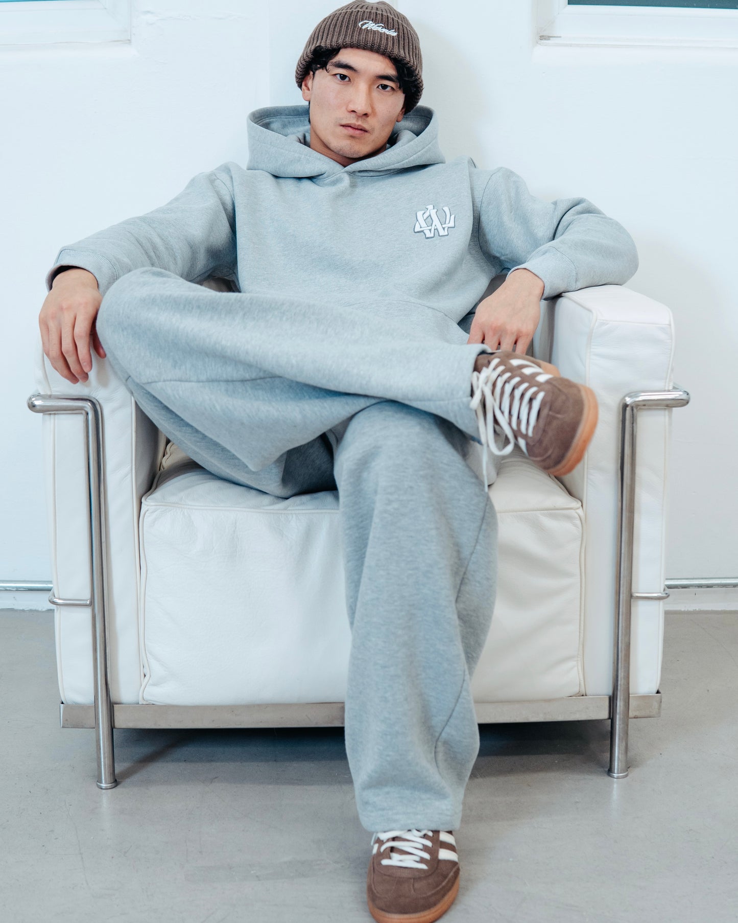 GREY MONOGRAM HOODIE