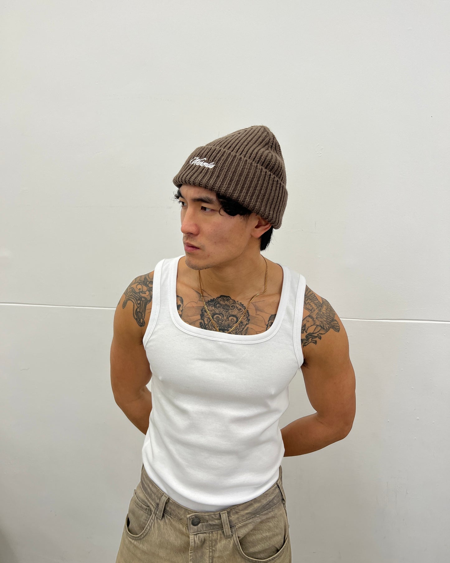 SIGNATURE LOGO WALNUT BEANIE