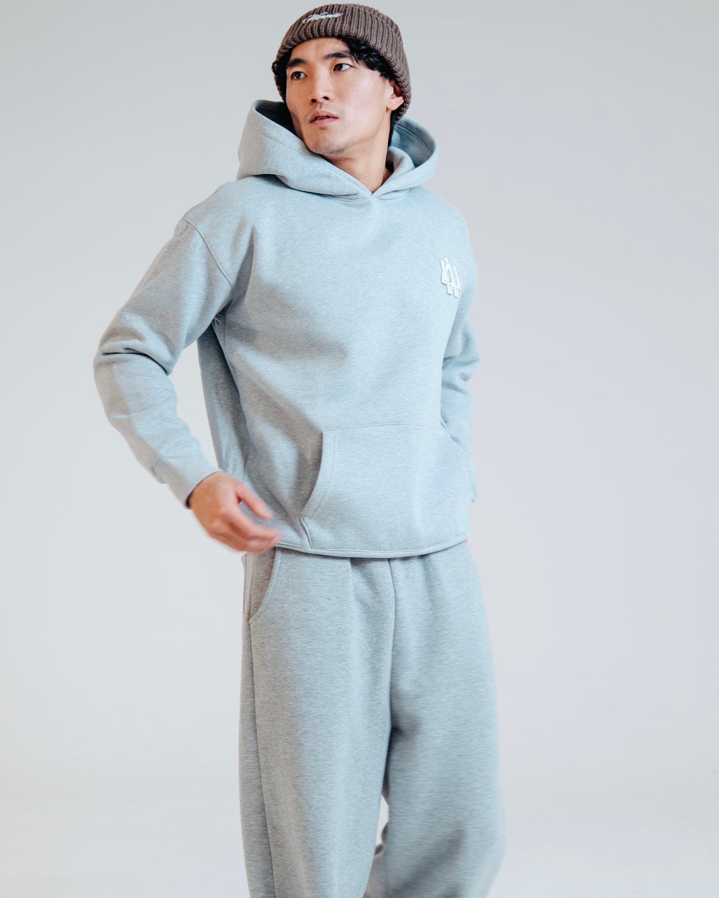 GREY MONOGRAM HOODIE