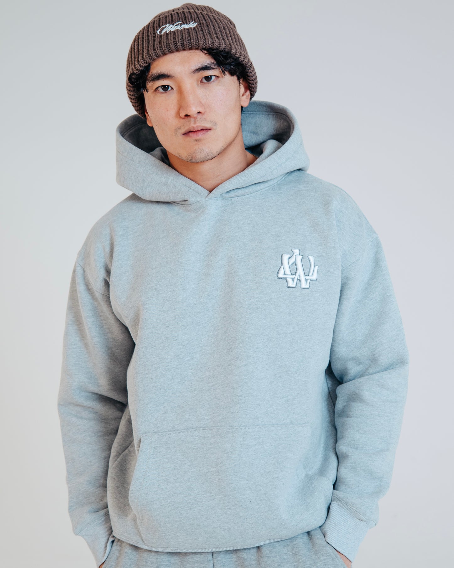 GREY MONOGRAM HOODIE