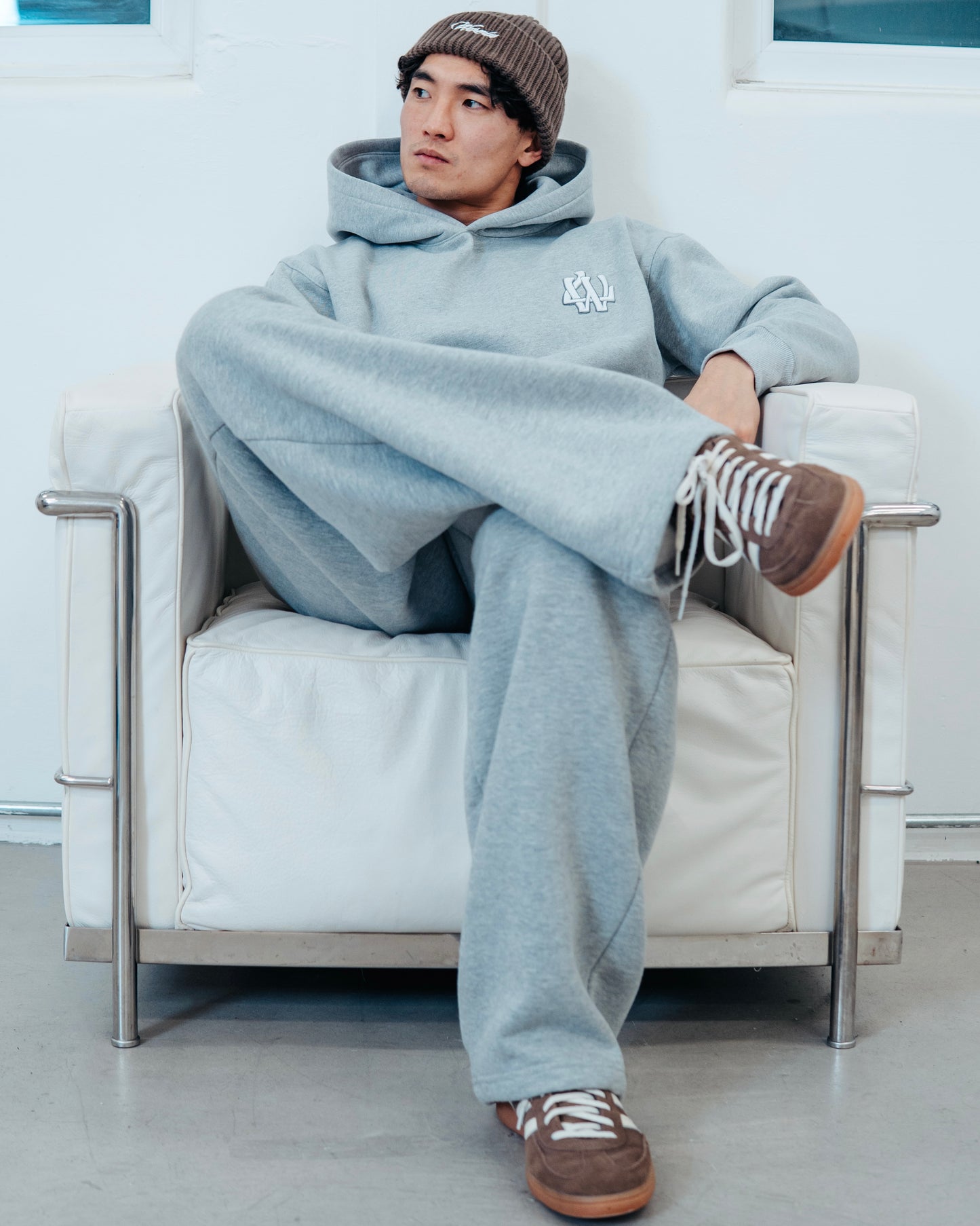 GREY MONOGRAM HOODIE