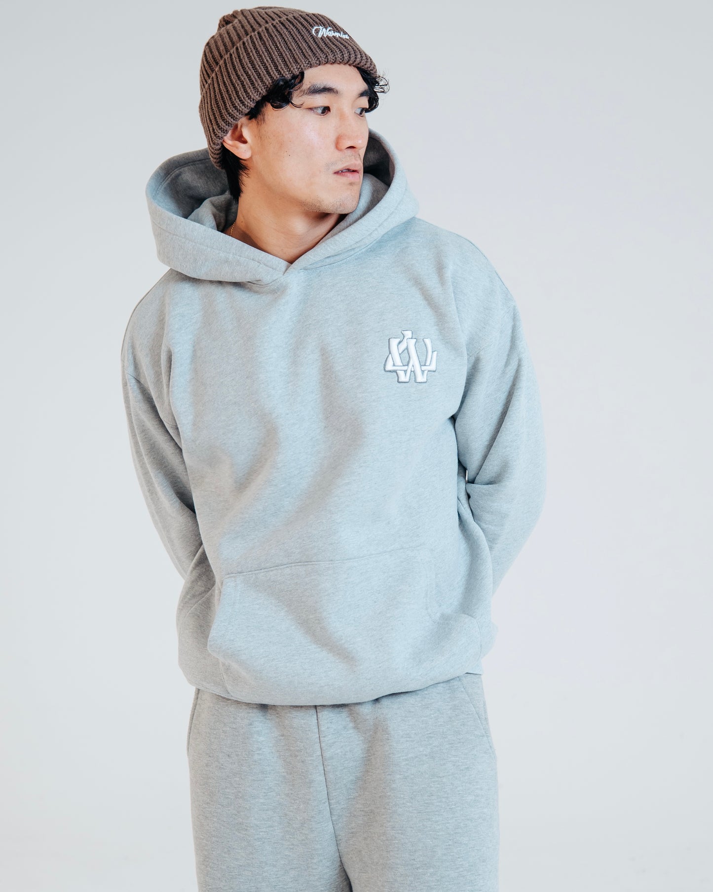 GREY MONOGRAM HOODIE